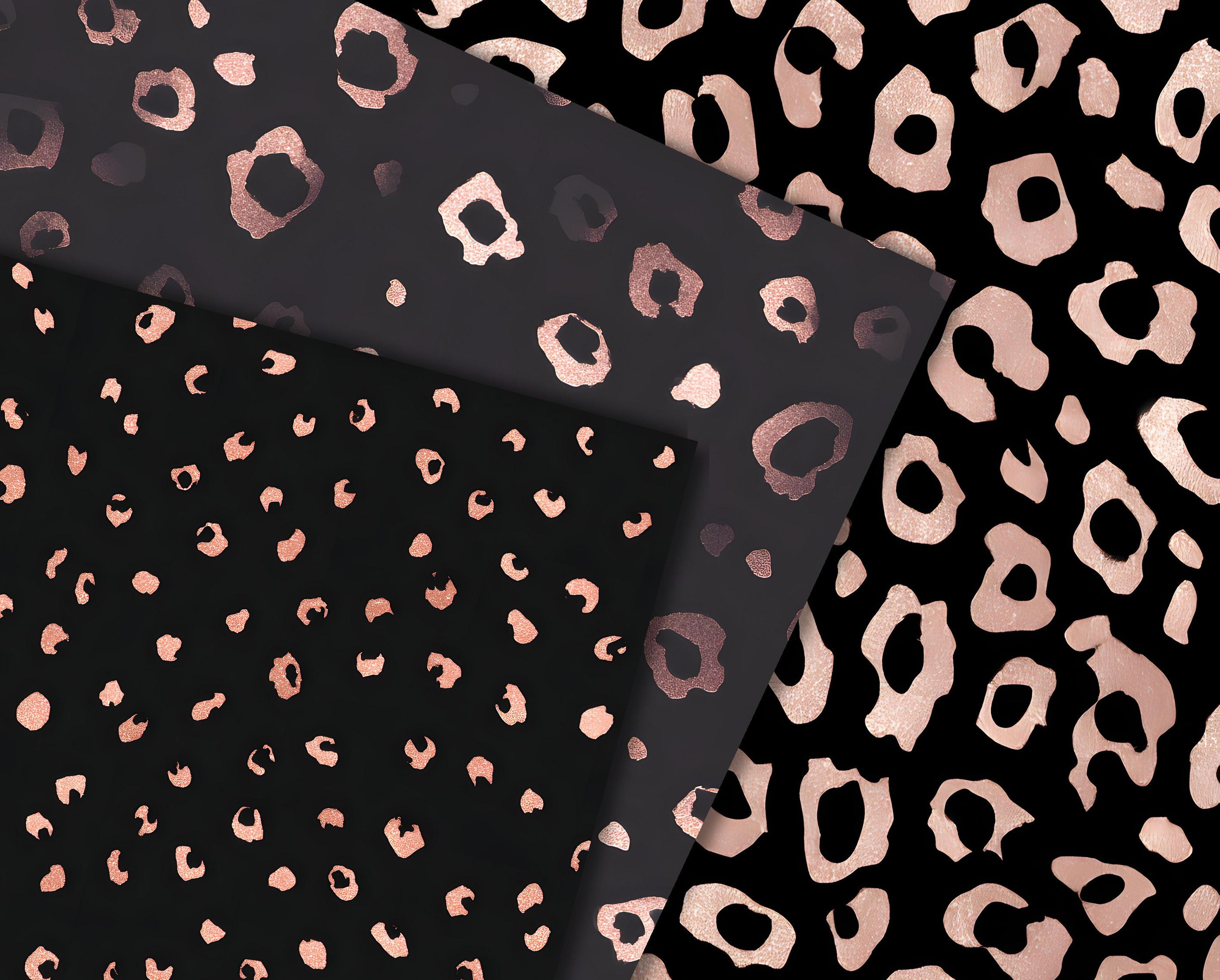 Rose Gold Leopard Print Digital Paper: Seamless Metallic Animal Print ...