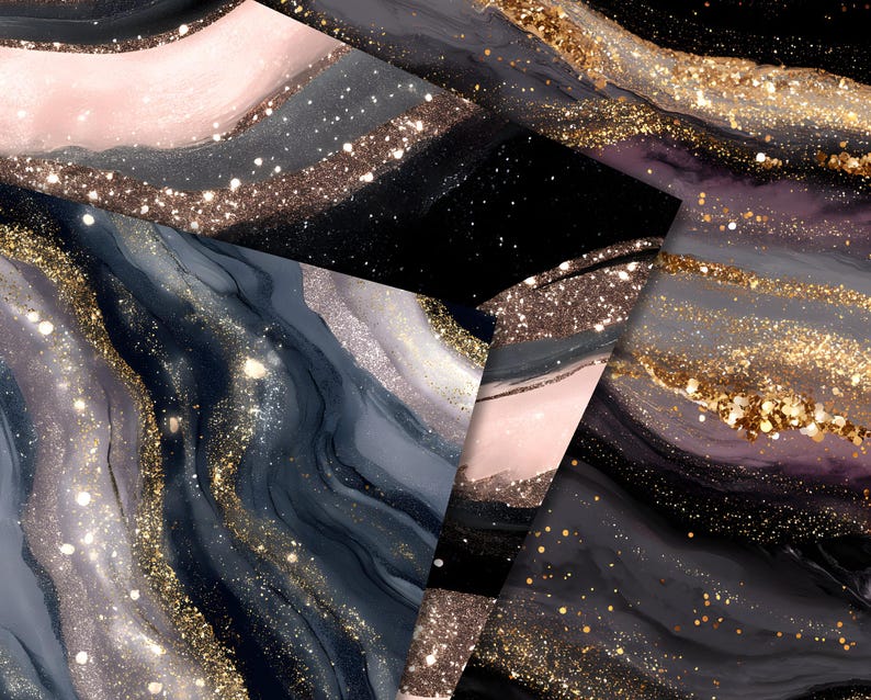 Mauve Gold Agate Digital Paper: Swirl Marble Backgrounds (300dpi JPG) image 5