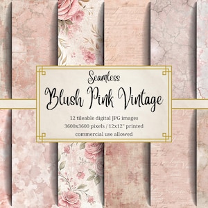 Blush roze naadloze patronen digitaal papier pak vintage roos texturen noodlijdende stof marmer shabby chic achtergronden commercieel gebruik