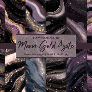 Mauve Gold Agate Digital Paper: Swirl Marble Backgrounds (300dpi JPG) image 1