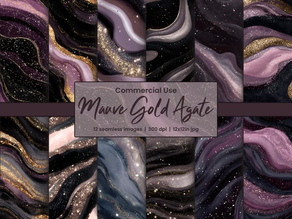 Mauve Gold Agate Digital Paper: Swirl Marble Backgrounds (300dpi JPG)