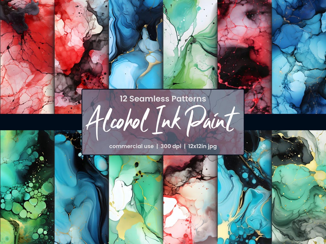 Alcohol Ink Digital Paper Seamless Patterns, Vibrant Fluid Art ...