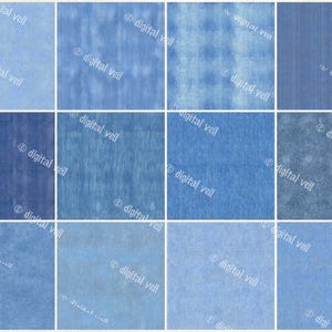 Digitaal papier met denimtexturen: 12 naadloze spijkerbroekpatronen (12 x 12 jpg-bestanden van 300 dpi) afbeelding 2