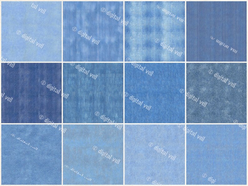Digitaal papier met denimtexturen: 12 naadloze spijkerbroekpatronen (12 x 12 jpg-bestanden van 300 dpi) afbeelding 2