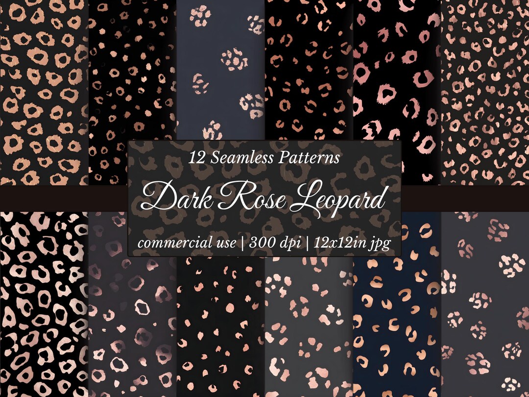 Rose Gold Leopard Print Digital Paper: Seamless Metallic Animal Print ...