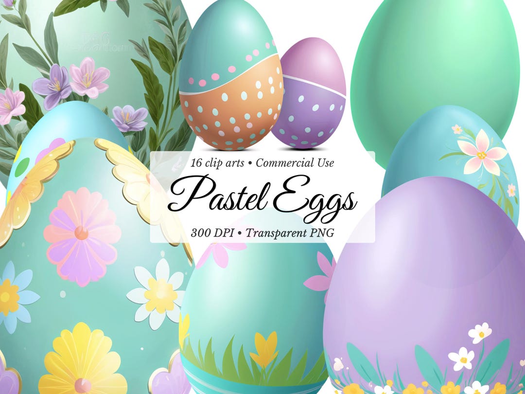 Pastel Easter Egg Clipart Bundle: Whimsical Spring PNG Graphics