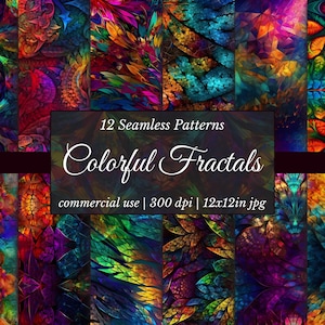 Colorful Fractal Patterns: Abstract Rainbow Backgrounds (Digital Download)