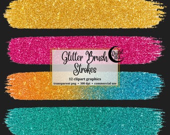 Glitter Brush Stroke Clipart: Sparkle Texture PNG (Digital Download)