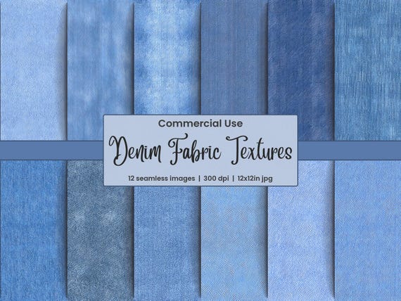 Denim Textures Digital Paper: 12 Blue Jeans Seamless Patterns (12x12 300dpi JPG Files)