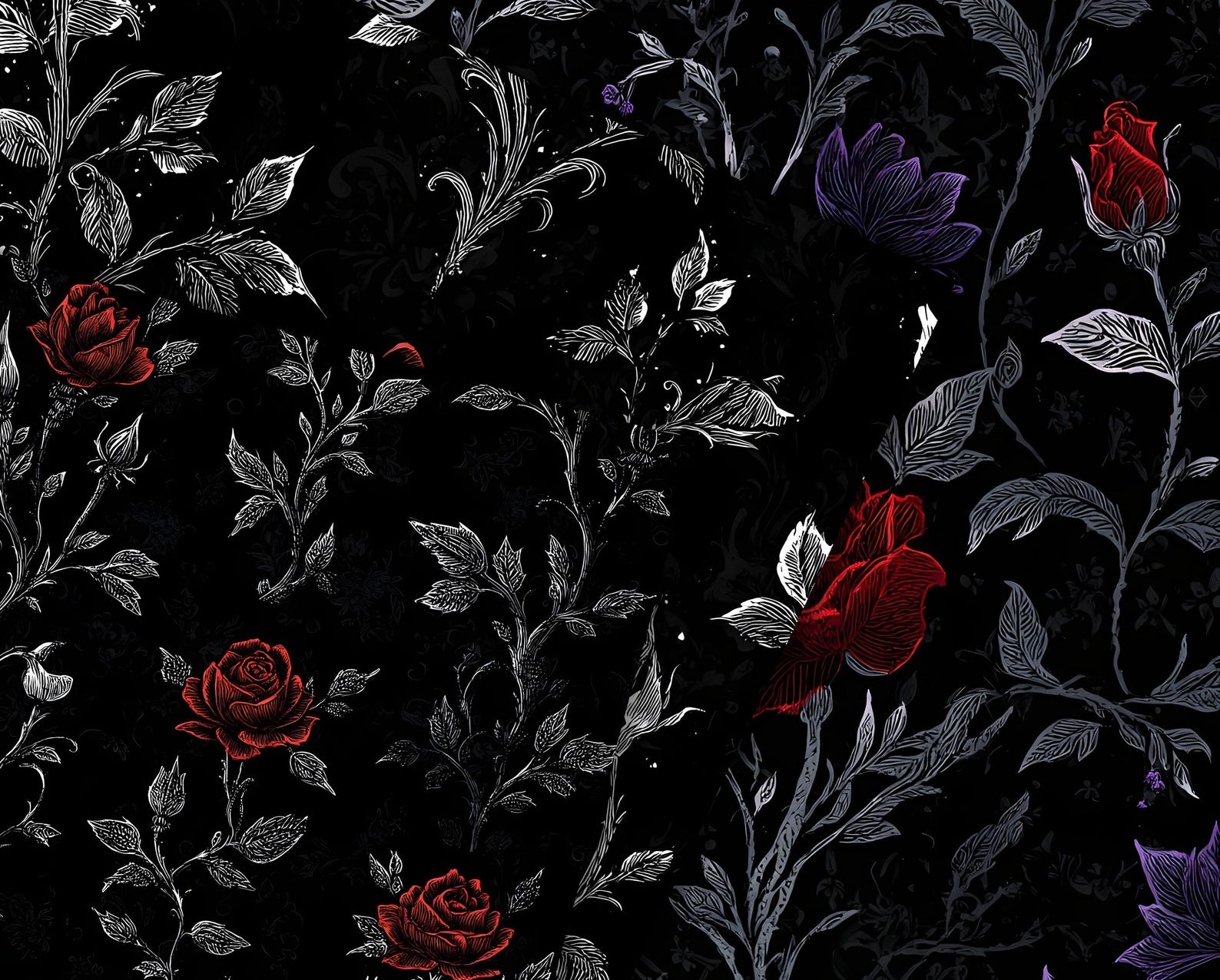 Gothic Rose Seamless Pattern Pack: Dark Floral Digital Paper (digital ...