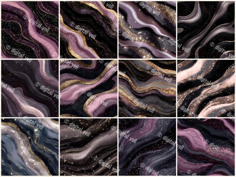 Mauve Gold Agate Digital Paper: Swirl Marble Backgrounds (300dpi JPG) image 2