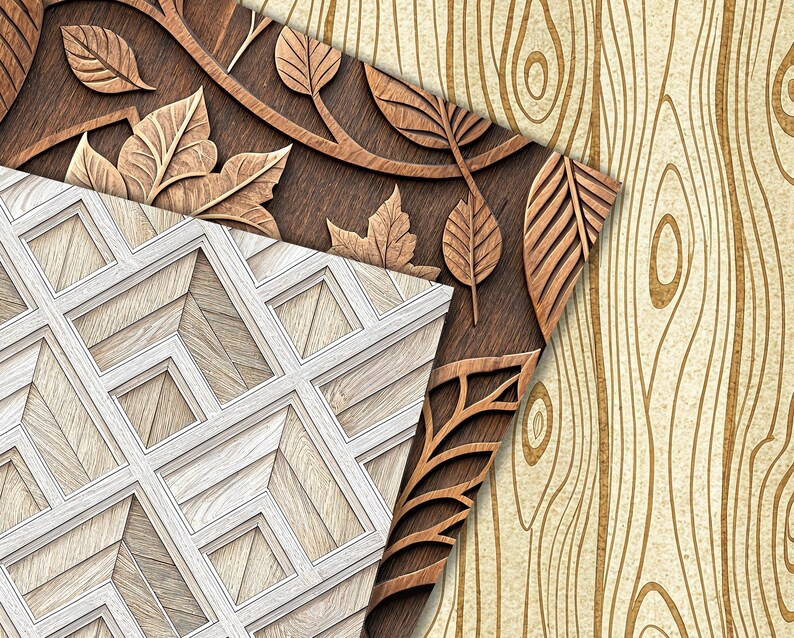 Paper Engraved Rustic Wood Digital Paper: Engraved, Coastal & Geometric Patterns (JPG ...