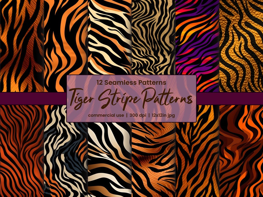 Tiger Stripe Seamless Pattern Pack Digital Download 12x12in 300dpi ...
