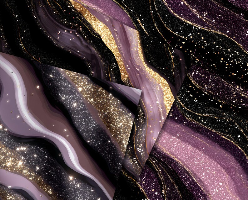 Mauve Gold Agate Digital Paper: Swirl Marble Backgrounds (300dpi JPG) image 3
