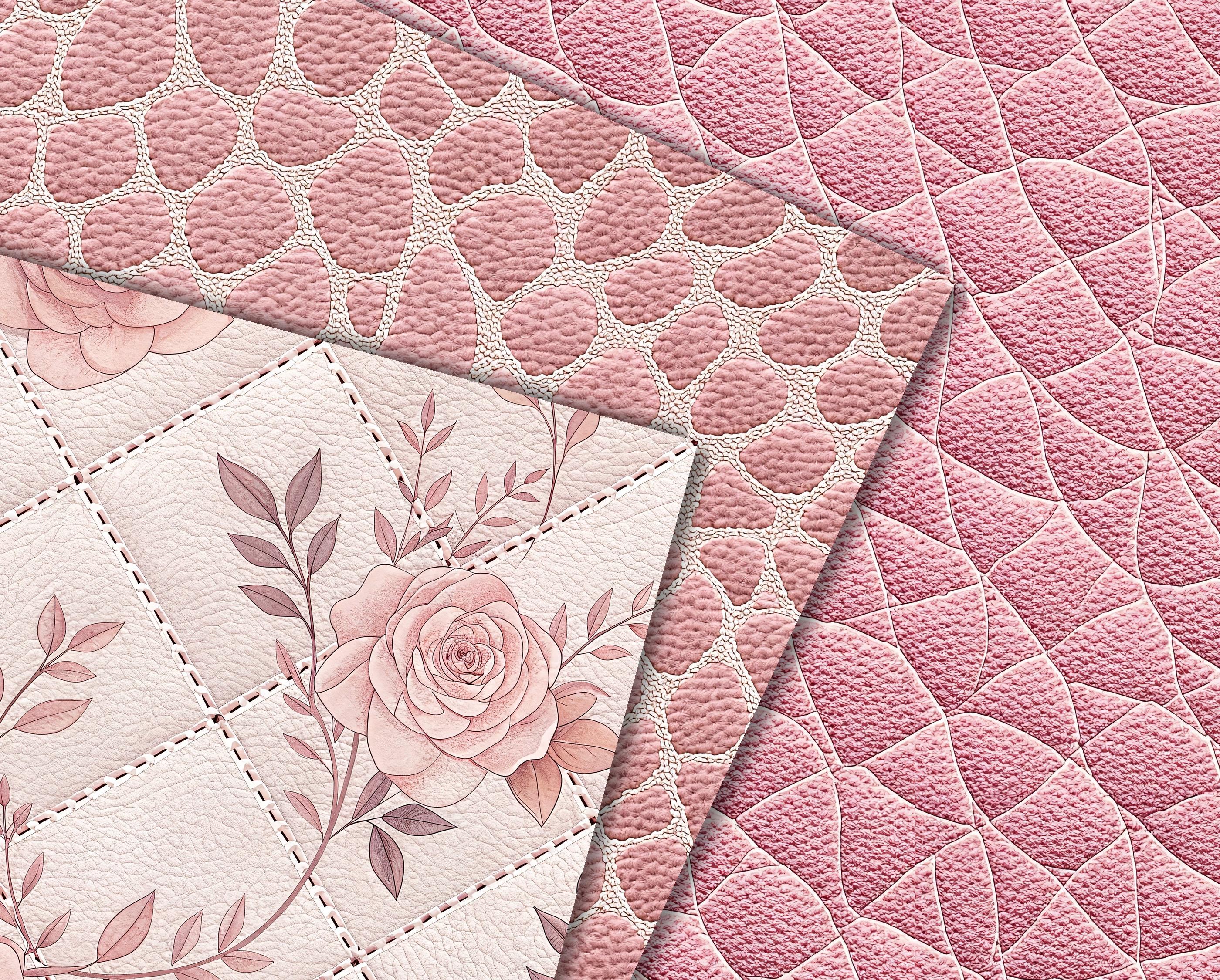 Pink Cowhide Digital Paper – Floral Leather Western Patterns (seamless ...