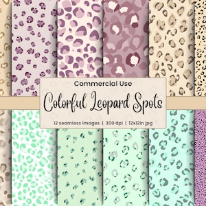 Verziertes Leopard- und Gepardendruck-Digitalpapier - Nahtlose Tierhaut-Hintergründe, druckbares 12x12-Zoll-Scrapbook-Papier, kommerzielle Nutzung JPGs