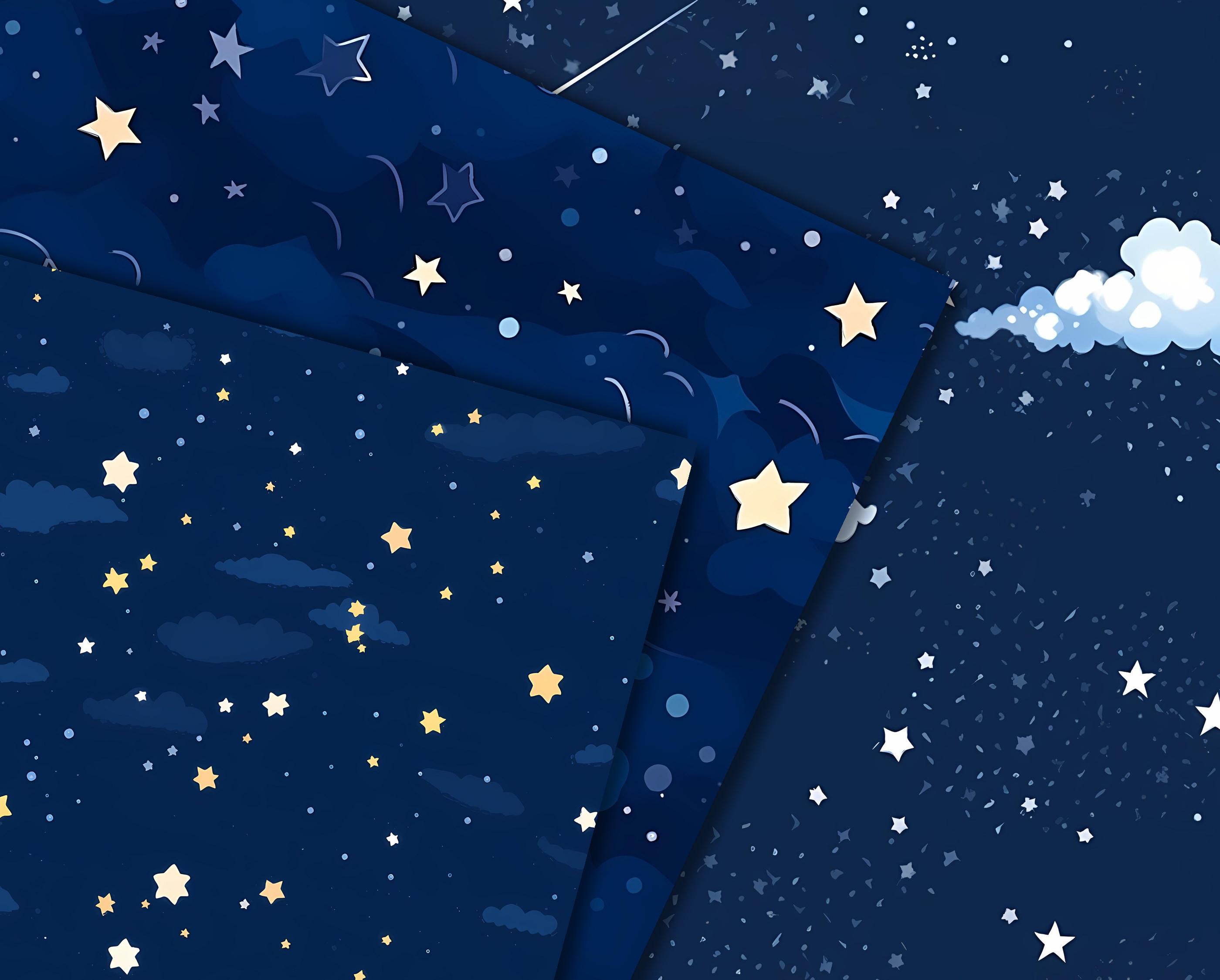 Starry Night Digital Paper: Celestial Seamless Patterns (commercial Use ...