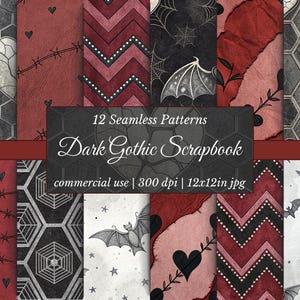 Dark Gothic Digital Paper Pack: Seamless Grunge Patterns (12x12 Inches ...