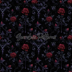 Gothic Rose Seamless Pattern Pack: Dark Floral Digital Paper (digital ...
