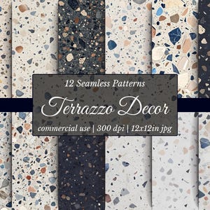 Terrazzo Digitales Papier | Nahtlose Terrazzo-Muster | Druckbare Hintergründe | Scrapbooking | Wohnkultur | DIY Kunsthandwerk