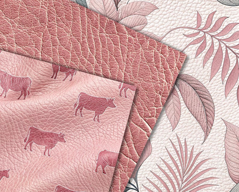Pink Cowhide Digital Paper – Floral Leather Western Patterns (seamless ...