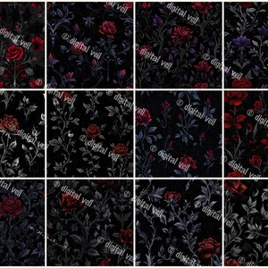 Gothic Rose Seamless Pattern Pack: Dark Floral Digital Paper (digital ...