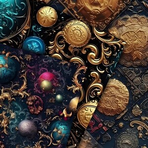Barokke hemelse patronen: gotisch bloemen digitaal papier (300 dpi jpg's) afbeelding 5