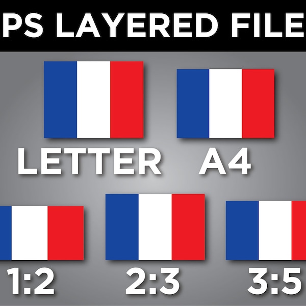 FRANCE flag EPS vector digital download various sizes (A4, Letter, standard flag, etc.)