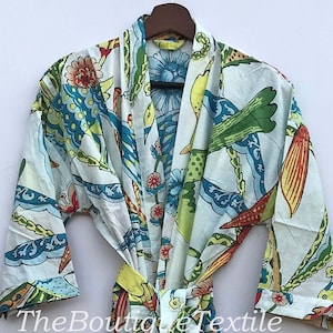 Printed Cotton Kimono Robe: Boho Beach Cover Up