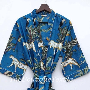 100% Cotton Kimono Robe, House Robe, Summer Kimono, Beach Cover Up, Womens Dressing Gown, Beachwear Long, Gift for Her