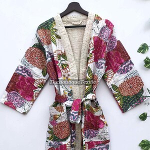 Womens Quilted Kimono,
Womens Kantha Jacket,
Long Cotton Quilted Robe,