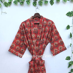 100% Cotton Kimono Robe For Women, Organic Cotton Women Top Long Kimono, Plus Sized Robes, Lounge Wear, Casual wear, Beachwear image 1