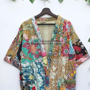 Kantha Cotton Patchwork Kimono Robe, Long Jacket Unisex Robe, Handmade Kantha Robe, Cotton Kantha Robe, Bridesmaid Robe, Beach Wear Robe