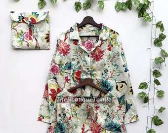 Floral Cotton Pajama Set: Handmade Women's Loungewear