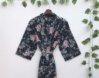 Cotton Kimono Robes, Floral Print Robe For Women, Kimono Bath Robe, Beach Wear, Night Wear, Bridesmaid Robe, Summer Robe, Kimono Robe