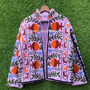 Handmade Suzani Embroidery Jacket: Short Vintage TNT Coat