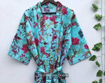 Cotton Kimono Robe, Plus Size Dressing Gown, Women's Loungewear, Beach Cover Up, Spa Robe, Wedding Party Bridal Gifts
