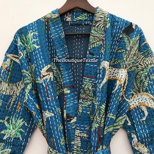 Kantha Cotton Long Robe, Unisex Robe Handmade Quilted Kantha Jacket Robe, Traditional Robe, Summer Bath Robe, Bridesmaid Robe, Gift for Her