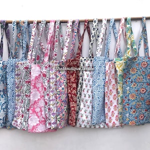 WALLALE LOT von umweltfreundlichen Tragetasche, Marketingtaschen aus Baumwolle mit Handblockdruck, Einkaufstaschen und Handtasche aus nachhaltiger Baumwolle