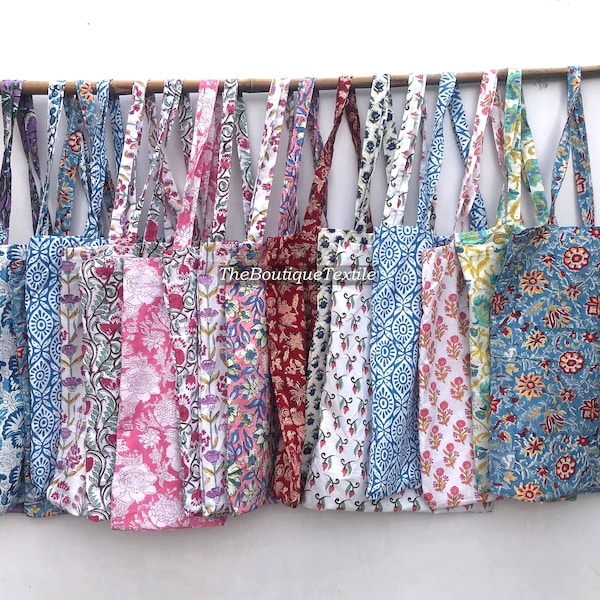 WHOLESALE LOT of Eco-Friendly Carry Bag, Cotton Hand Block Print Marketing Bags, Sustainable Cotton Shopping Bags Handbag