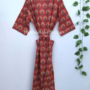 100% Cotton Kimono Robe For Women, Organic Cotton Women Top Long Kimono, Plus Sized Robes, Lounge Wear, Casual wear, Beachwear image 7