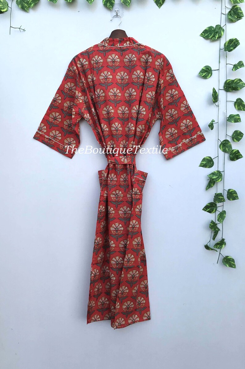 100% Cotton Kimono Robe For Women, Organic Cotton Women Top Long Kimono, Plus Sized Robes, Lounge Wear, Casual wear, Beachwear image 7