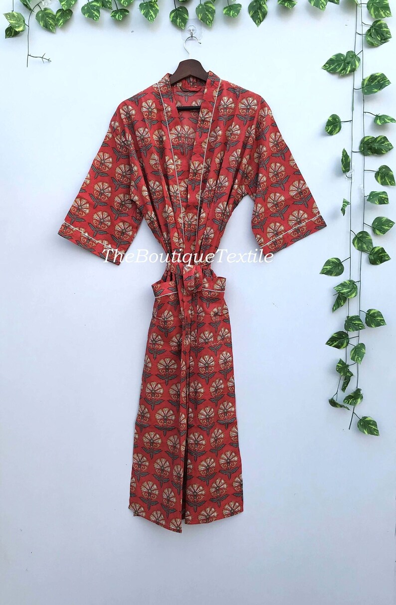 100% Cotton Kimono Robe For Women, Organic Cotton Women Top Long Kimono, Plus Sized Robes, Lounge Wear, Casual wear, Beachwear image 1