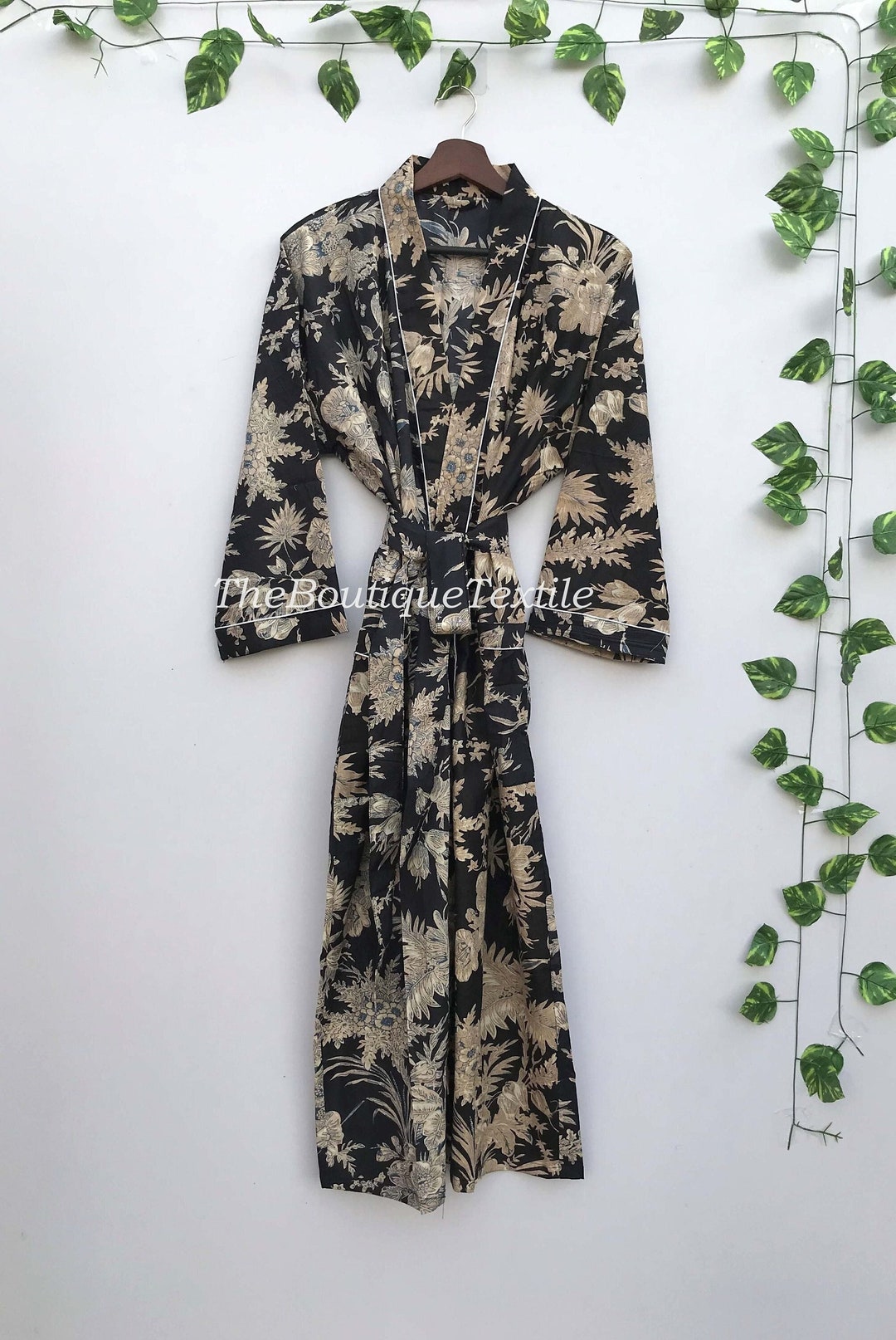 Cotton Kimono Robe for Women Block Print Cotton Robe Floral Etsy