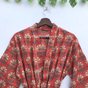 100% Cotton Kimono Robe For Women, Organic Cotton Women Top Long Kimono, Plus Sized Robes, Lounge Wear, Casual wear, Beachwear image 3