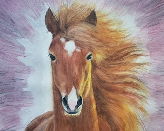 Wild horse, watercolor.
