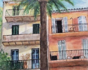 Village balconies. Bormes les mimosas, Var.