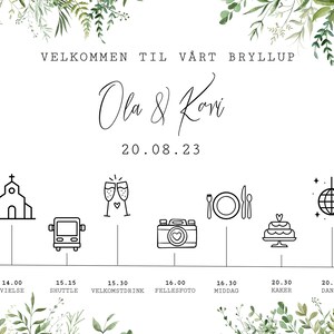 Velcommen Script VELKOMSTSKILT M/TIDSLINJE BRYLLUP - Designmal, Trykksaker, Personlig ...