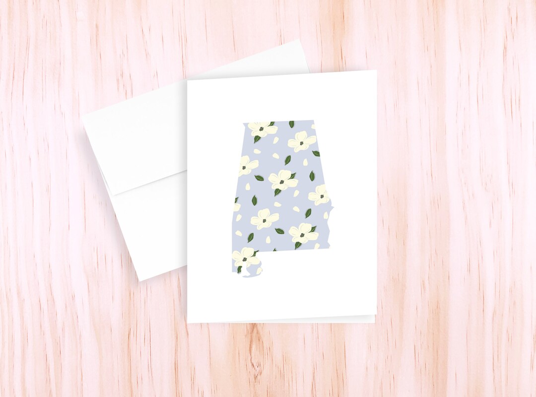 Alabama State Card Alabama Notecard Alabama Dogwood Card Alabama Note