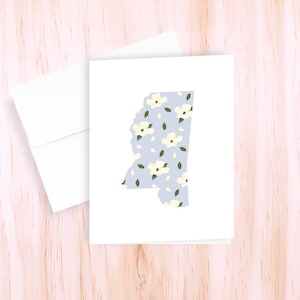 Mississippi State Card | Mississippi Notecard | Mississippi Dogwood Card | Mississippi Card |  Blank Mississippi Greeting Card | Mississippi